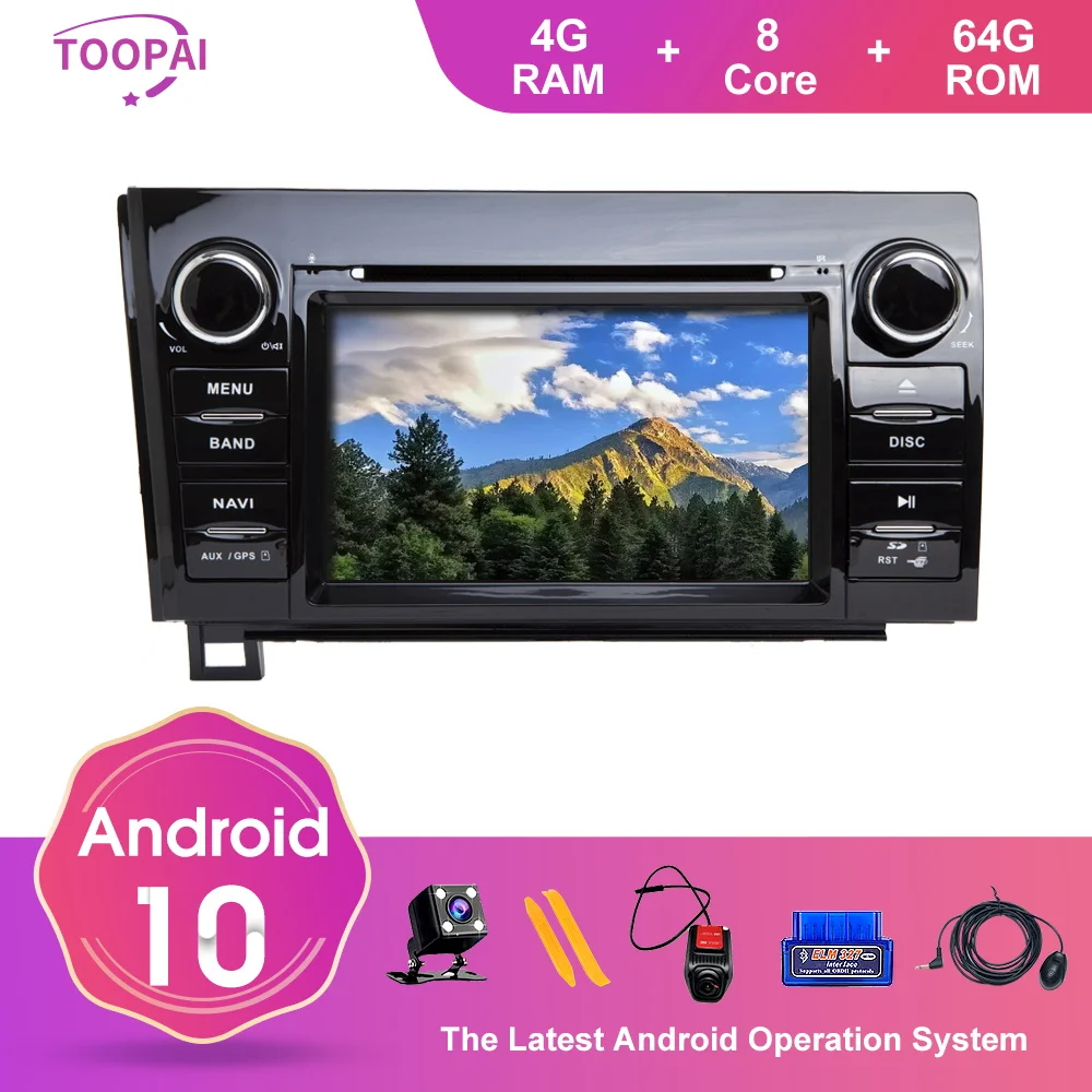 TOOPAI Android 10 для Toyota Tundra Sequoia 2007-2013 Авто Радио Стерео DVD SWC IPS 7 &quotGPS навигация