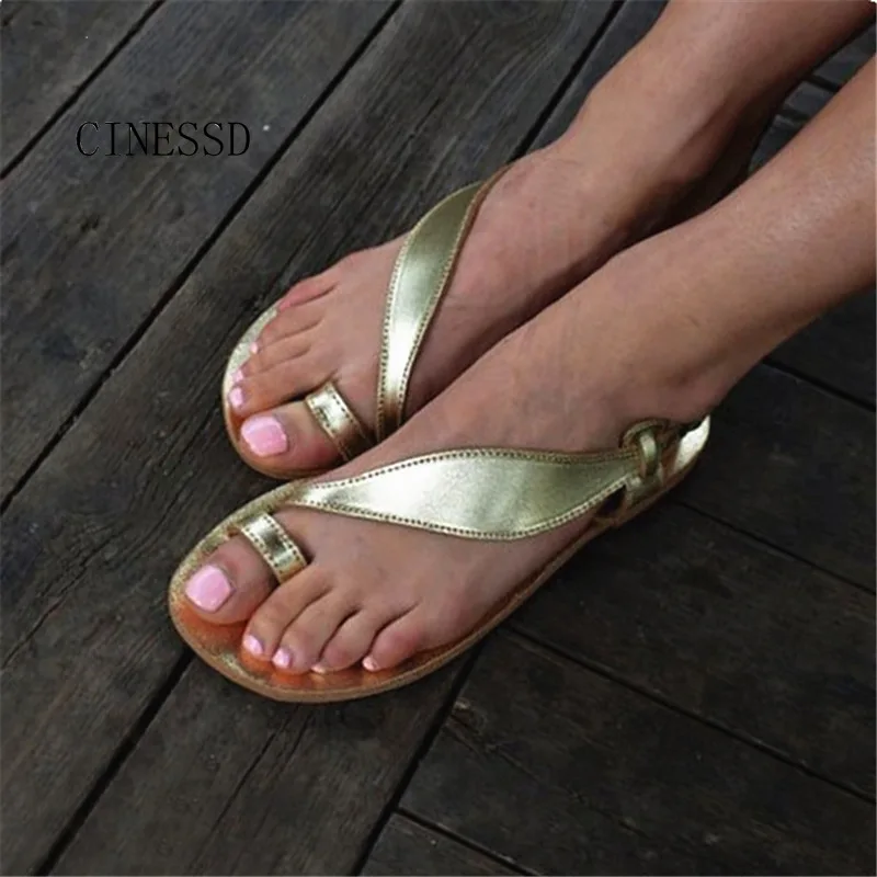 Для женщин сандалии на плоской подошве круглый носок обувь с мягкой подошвой
