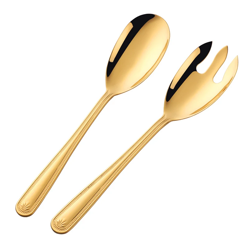 2 Pcs/Set Large Spoon Fork Set Colorful Stainless Steel Dinn