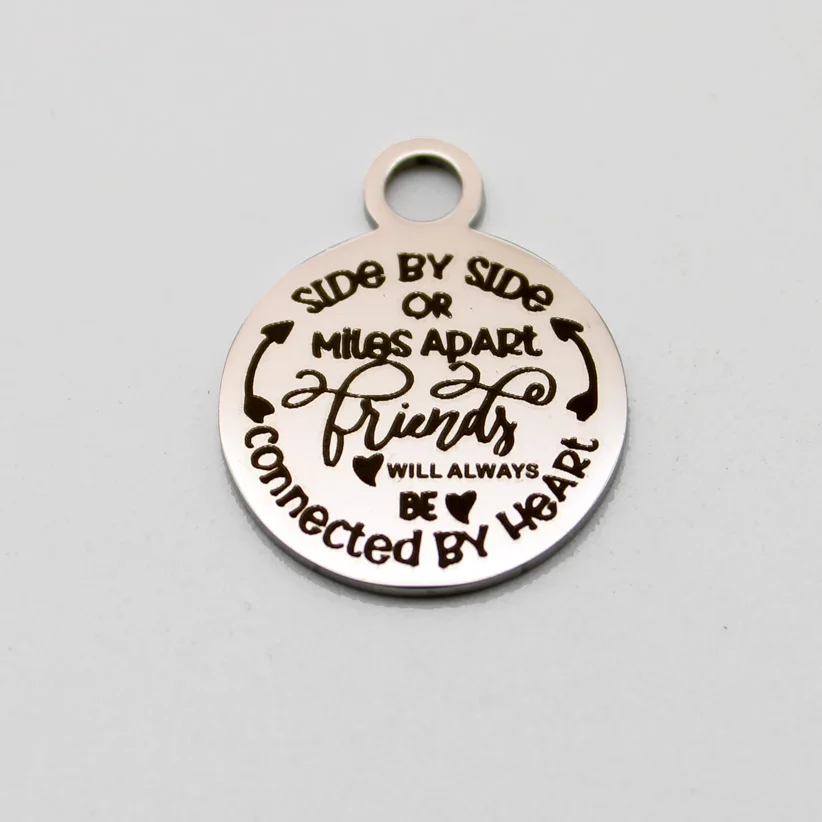 

20pcs Miles Apart Charms Stainless Steel Pendant Connected By Heart Best Friends Charm DIY Handmade Accessories