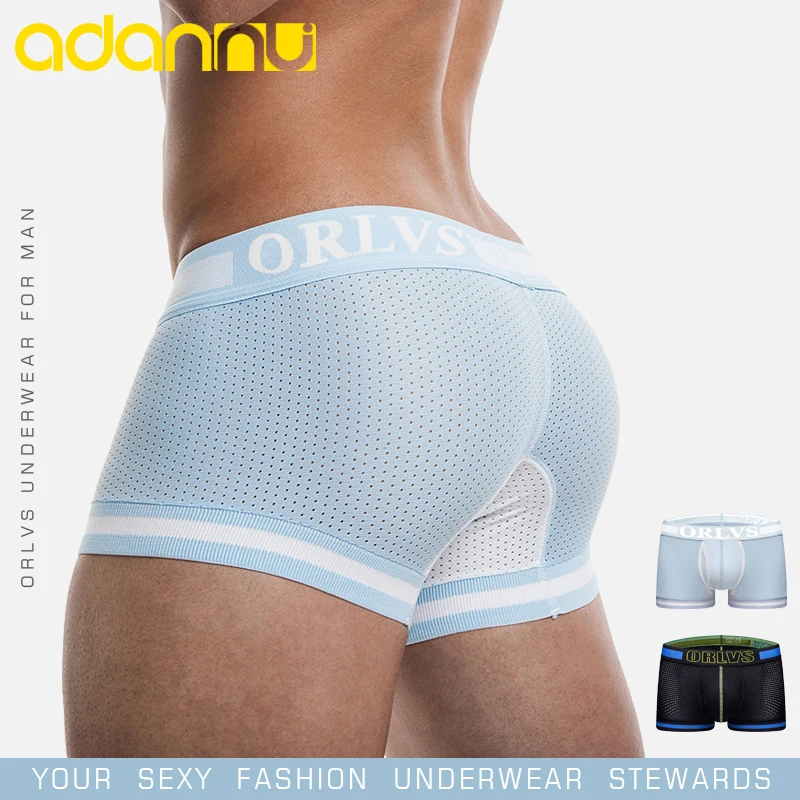 Сетчатые сексуальные боксеры для мужчин мужское нижнее белье однотонные