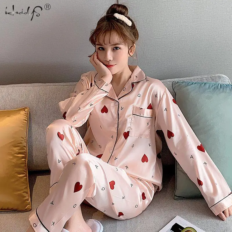 

Women Pajama Sets Silk Pijama Sleepwear Pyjamas Satin Silk Pajamas for Women's Set Pyjamas Pjs Winter Mujer Pijama Homewear