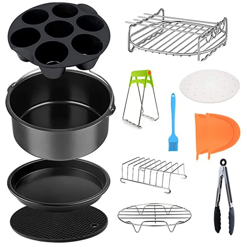 

12pcs/set 7 Inch/8 Inch Stainless Steel Air Fryer Accessories for Gowise Phillips Cozyna Secura Fit Airfryer 3.7 4.2 5.3 5.8QT