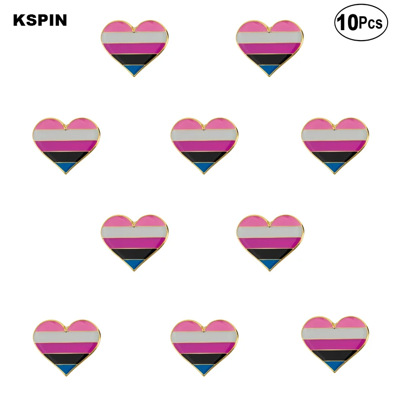 Пол жидкости Pirde сердце Форма штырь отворотом флага значок брошь 10 шт. в партии |