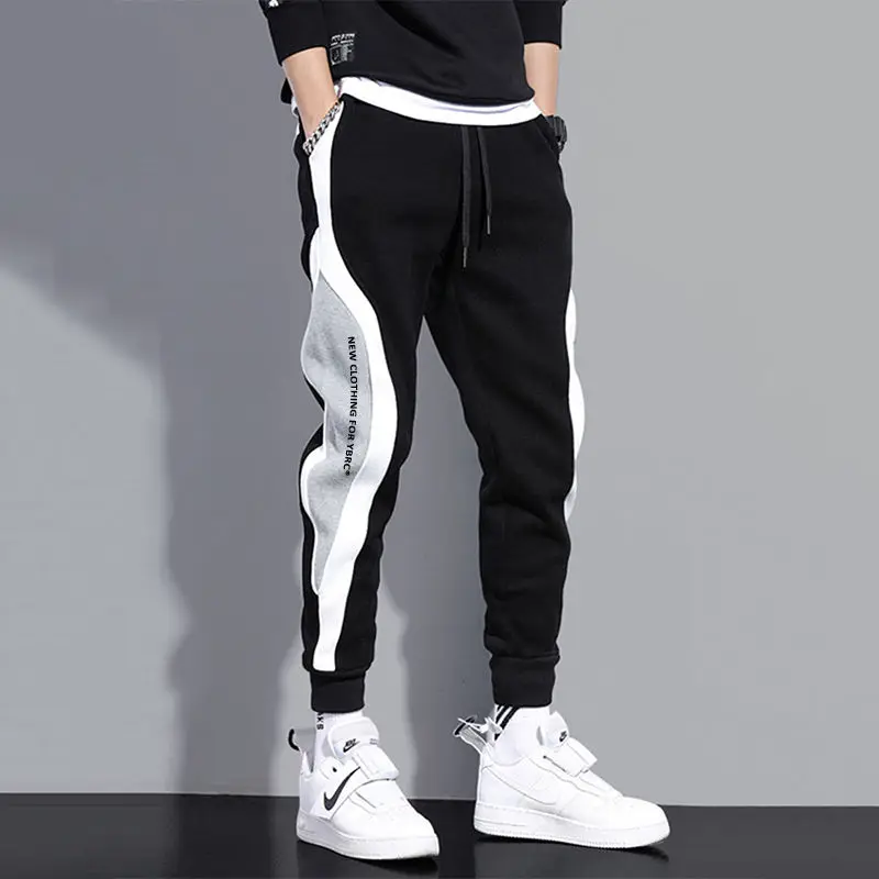 

Men's sweatpants large size 5XL 100kg Male Hip hop Khaki Black Pockets Joggers Pants Man Korean Sweatpants Youthful vitality