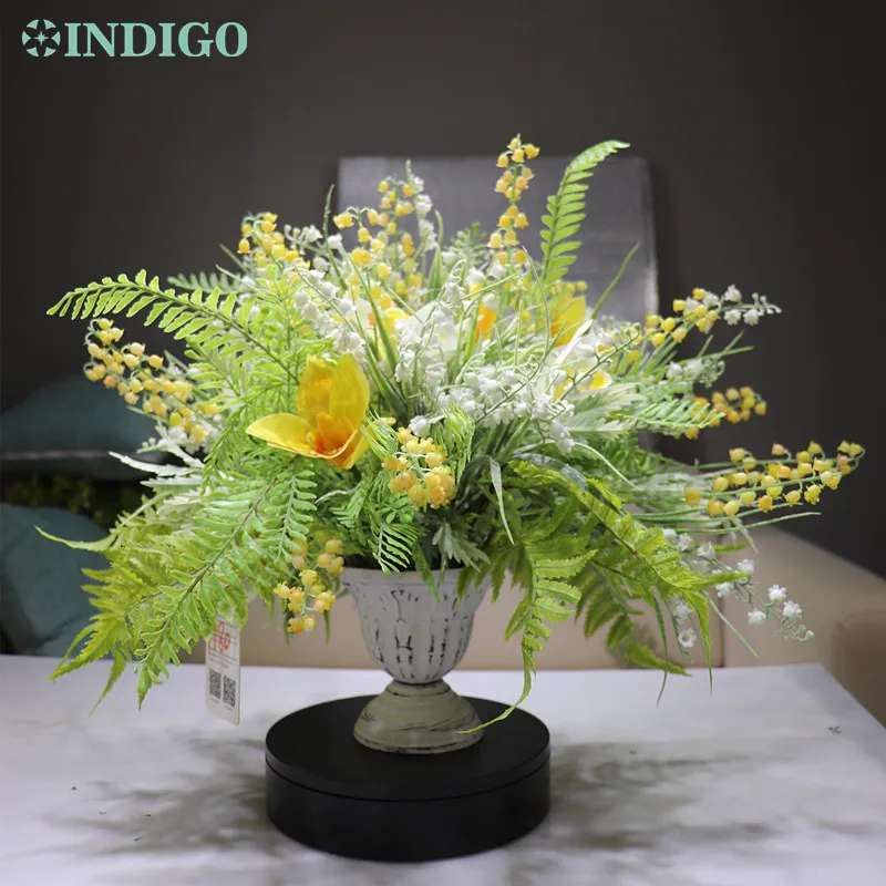 

INDIGO Designed - 1 Set Convallaria Cymbidium Flower Arrangement Bonsai Bouquet Table Centerpiece Gift Free Shipping