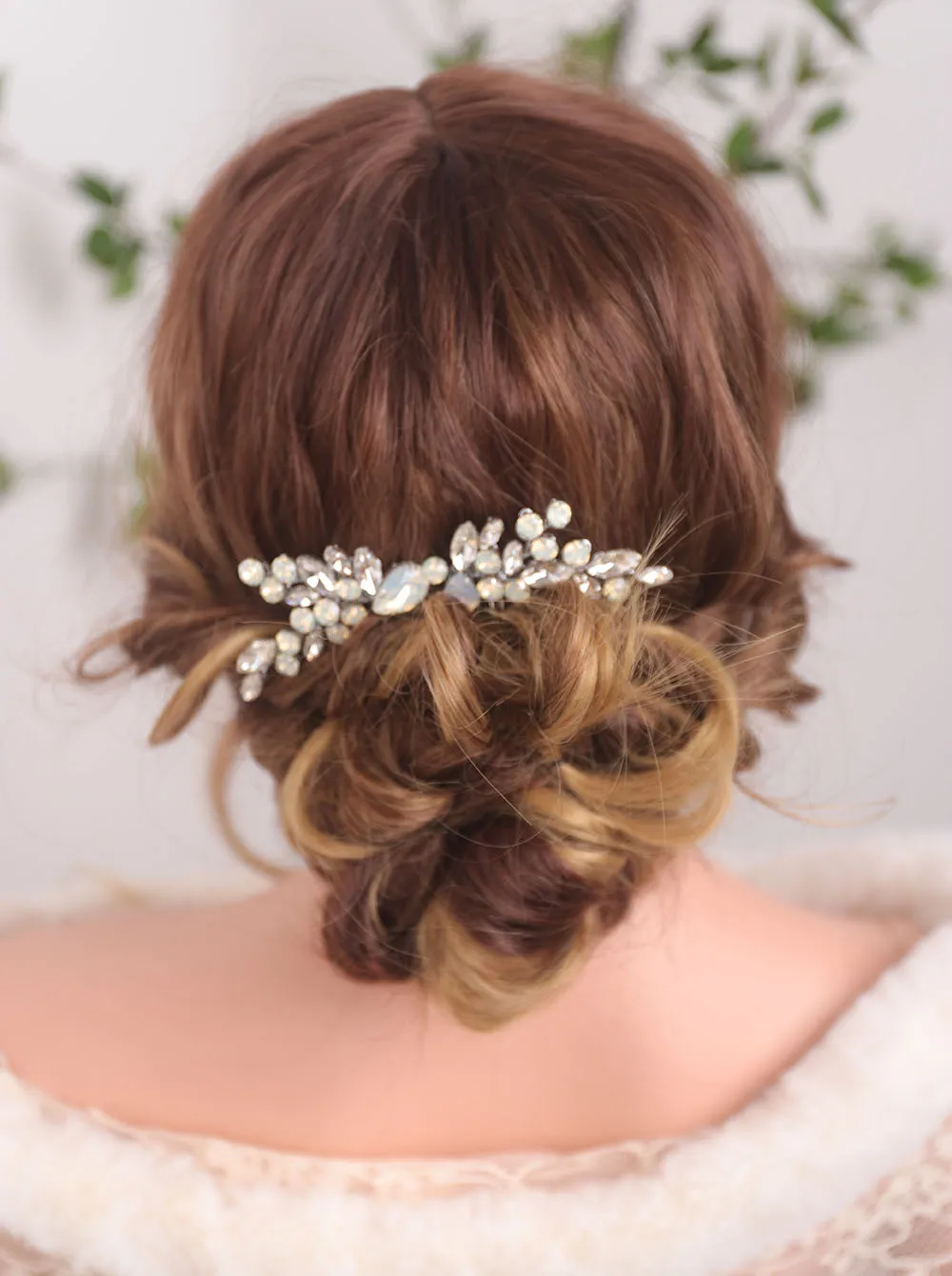 Шляпка невесты расческа для волос Стразы пара ювелирных изделий Серебряный