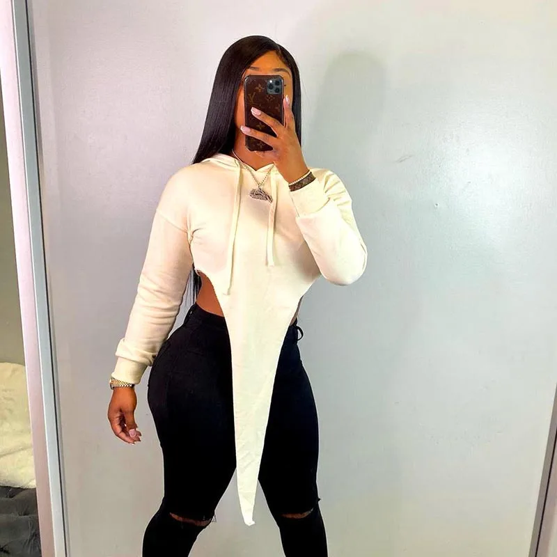 

Winter Women Casual Crop Tops 2021 Autumn Bodycon Solid Pullover Hoodies Fashion Sweatshirt Streetwear Long Sleeve Female