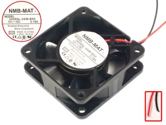 NMB MAT 2408NL 04W B50 S00 Сервер охлаждающий вентилятор DC 12V 0.14A 60x60x20 мм 2 провода|fan dc|square fanfan