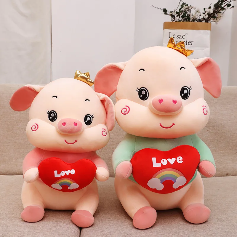 

Free ship 50cm crown rainbow pig doll cute soft plush stuffed christmas toys for children girls pillow hugs decorative pillows