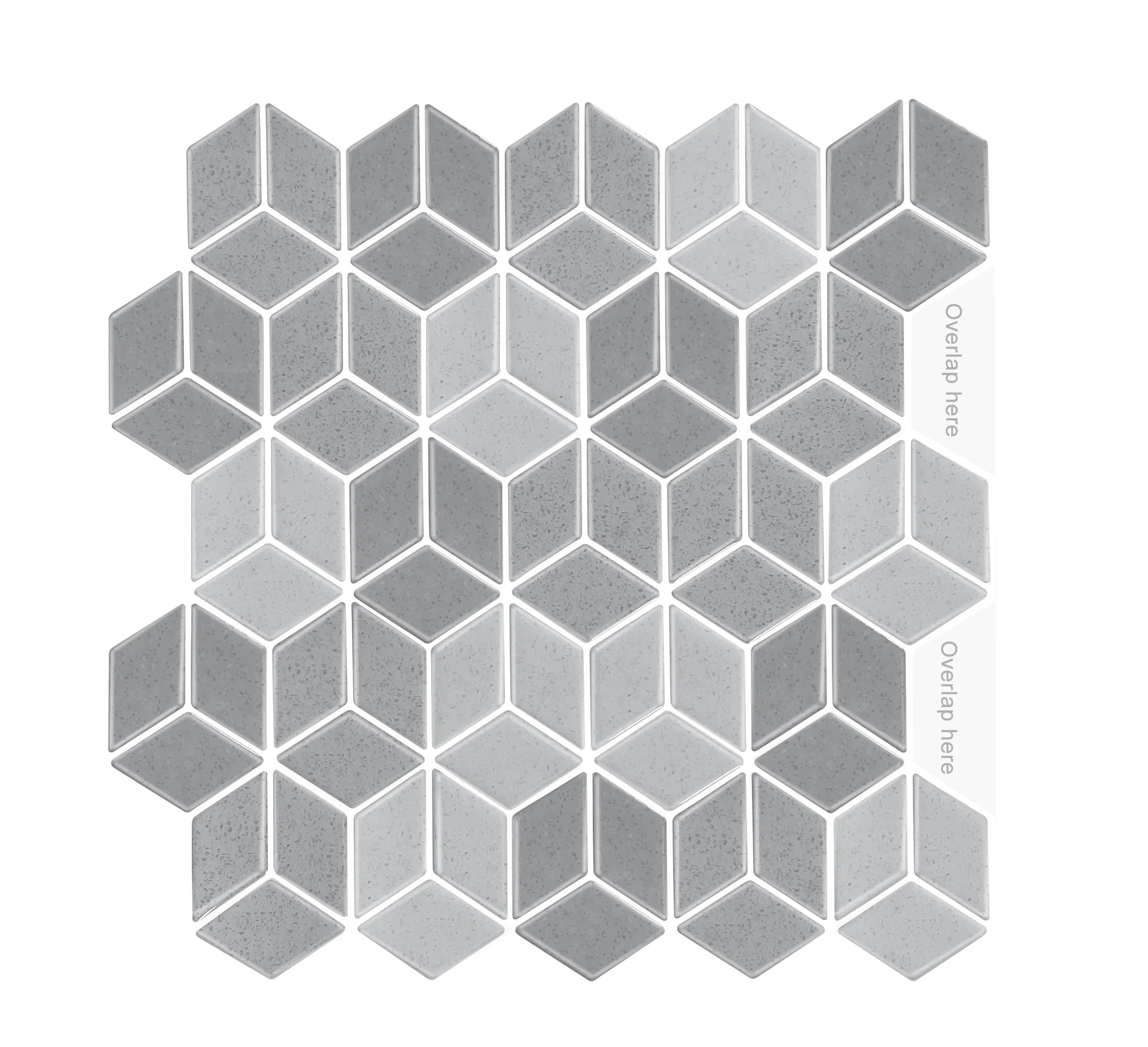 

Cube Decorative Stickers Gray Stickers Waterproof Backsplash For Toilets Peel And Stick Wall Tile Easy To Cut (30.5*30.5CM)