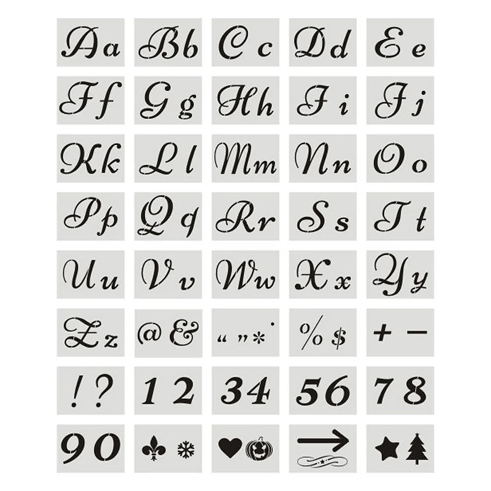 40pcs Set English Letter Stencils for Painting Mould Alphabet Signs Calligraphy Font Upper Lowercase Letters Reusable RT | Дом и сад