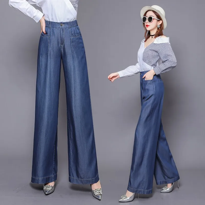 

Loose Denim Wide-legged Pants Women Casual High Waist Jeans High Street Distressed Personality Female Loose Straight Trousers