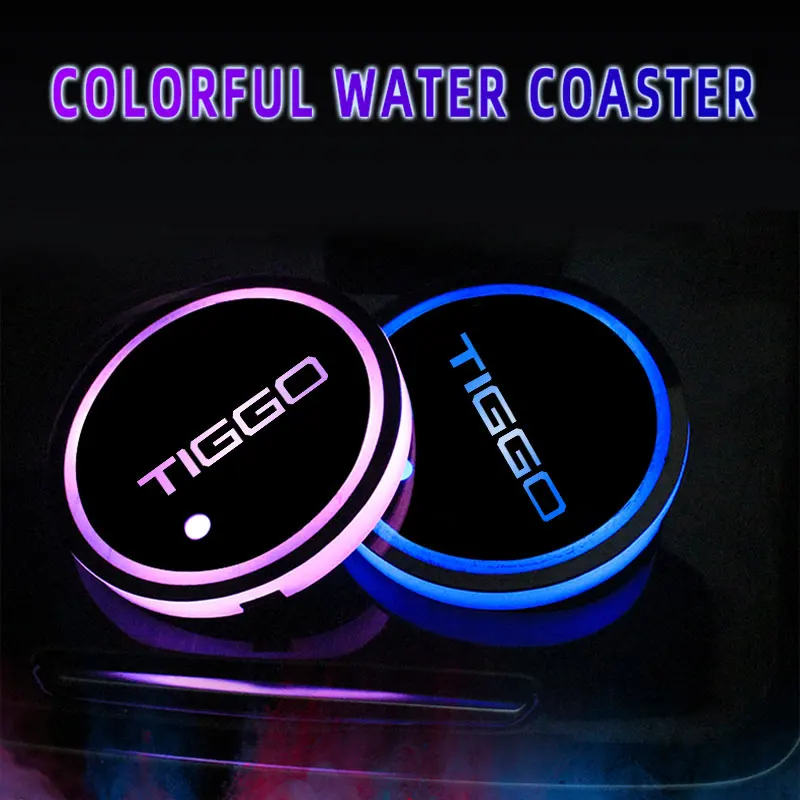 

7 Colorful USB Car Logo Led Atmosphere Light Cup Luminous Coaster Holder For Chery Tiggo 3 3X 5 5X 7 7Plus 8 8Plus Accessories