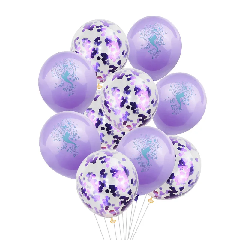 10pcs Mermaid Balloons Multicolor Confetti Balloon latex 12inch Wedding Ballons Birthday Party Decoration Baby shower Supplies
