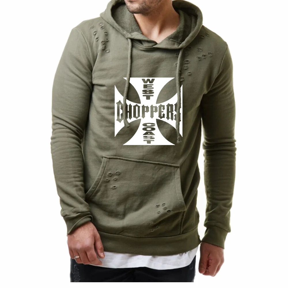 

The New Men Spring Autumn West coast Hoodie Men Sweatshirt Hole Fashion Casual Men Hoodies cotton Hooded Streetwear