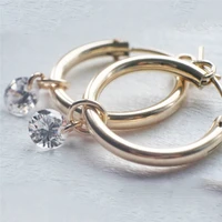 14k gold filled hoop earrings gold jewelry zircon fine jewelry 15mm hoop earrings brincos pendientes oorbellen boho earrings