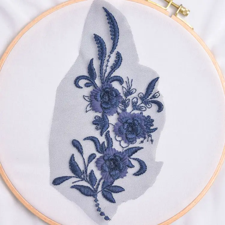 Новое поступление 3D Цветочная вышивка аппликация воротник кружевная отделка