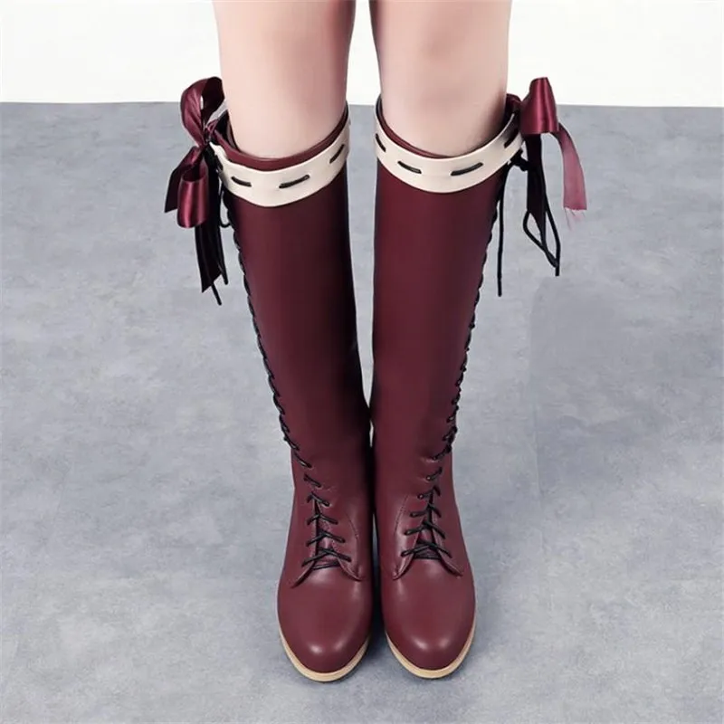 Anime Violet Evergarden Cos Lolita Boots Cosplay Customized Cosplay Shoes Ladies Fashion Leisure Cartoon Bow Pu Lolita Shoes