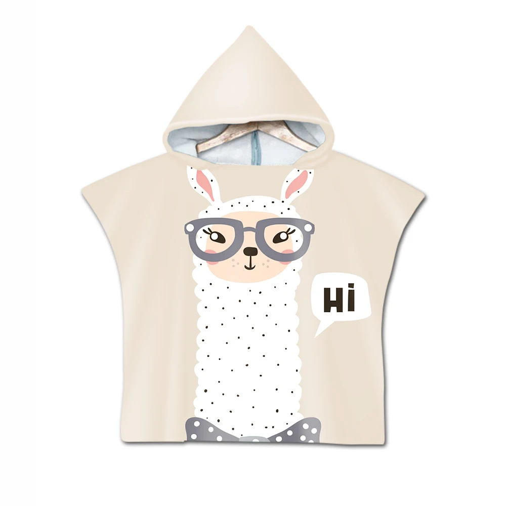 Мягкое банное полотенце с капюшоном и ламой-альпака | Дом сад