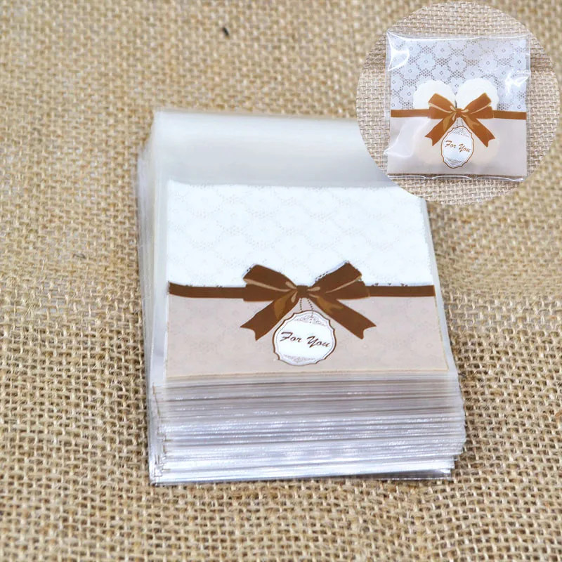 100 шт рождественские конфеты печенья Упаковка Подарочная сумка DIY самоклеющиеся