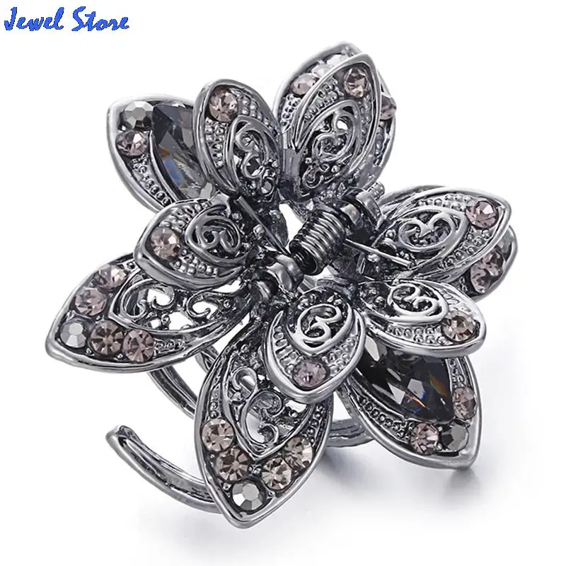 

Стразы заколки для волос с цветами и кристаллами в стиле ретро Заколка для волос с цветами из сплава зажим для волос повязка на голову для же...