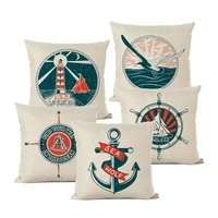 navigation navy anchor cushion cover sea lighthouse seagull decorative pillows cover linen home cojines decorativos para sofa