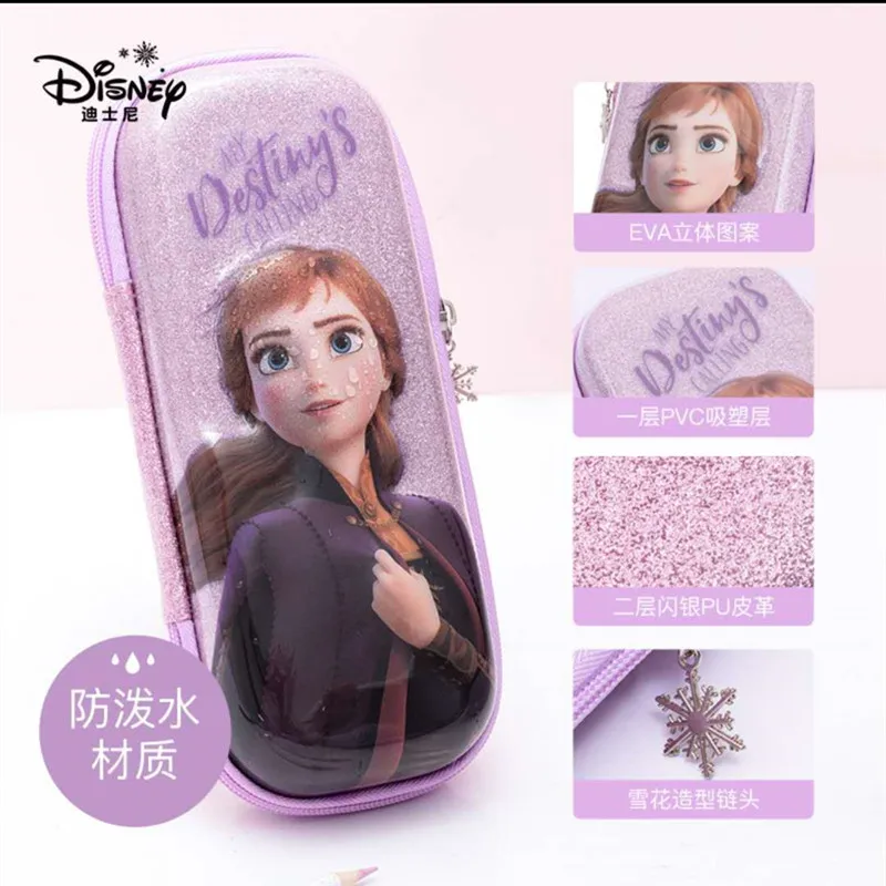 Disney Frozen Carton Pencil Case for Girls Primary Student Elsa Anna Stationery Box Large Capacity Water Proof Light  Mochilar