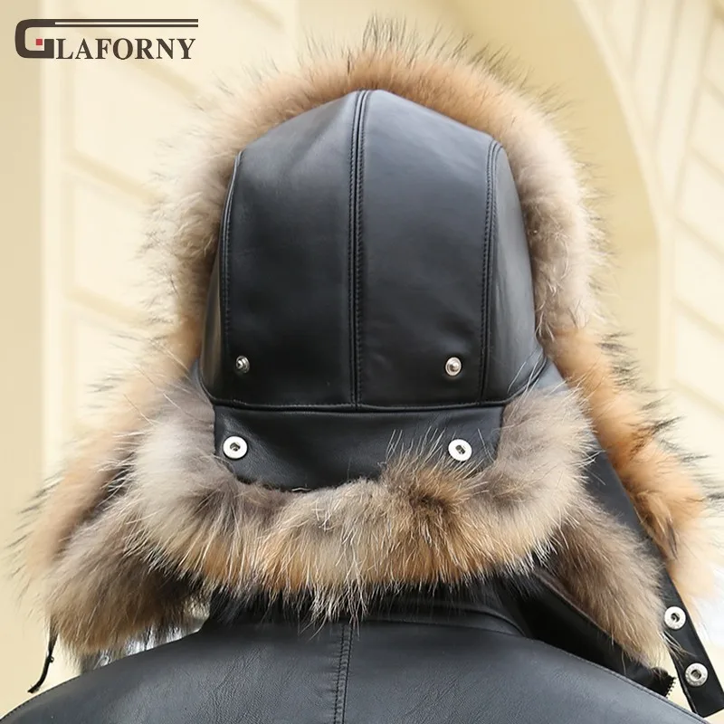 2019 Glaforny солидная купольная шляпа Leifeng мужская шапка из енота Лисы Зимняя теплая