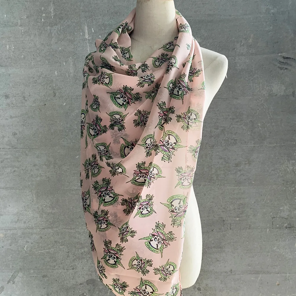 2020 Новинка для женщин с принтом черепа шелковые шарфы осень зима теплые женские