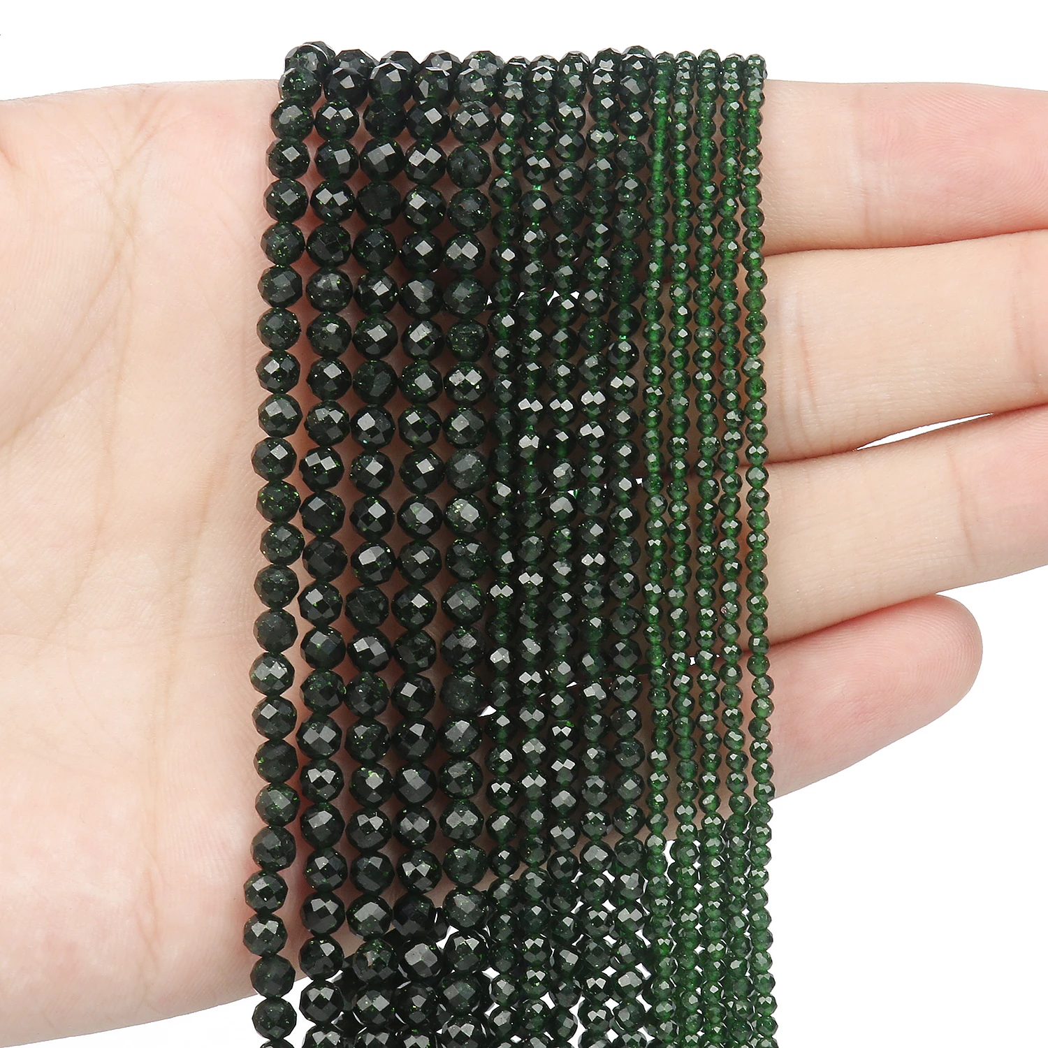 

Бусины россыпью для изготовления ювелирных изделий «сделай сам», граненые Зеленые Бусины из натурального камня, для изготовления браслето...