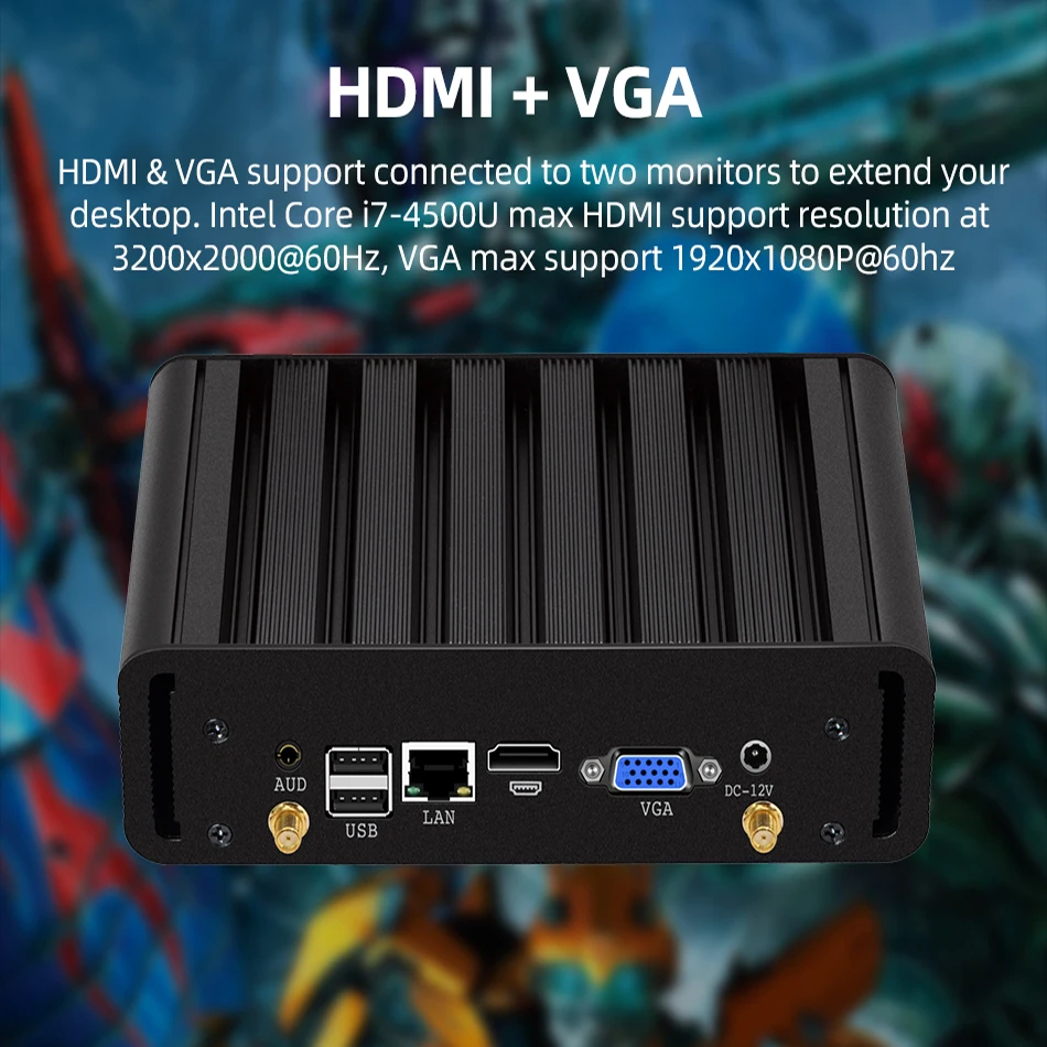 Безвентиляторный мини ПК Intel Core i7 4500Y i3 4010Y процессор Настольный DDR3L Mini SATA HDMI 8 * USB