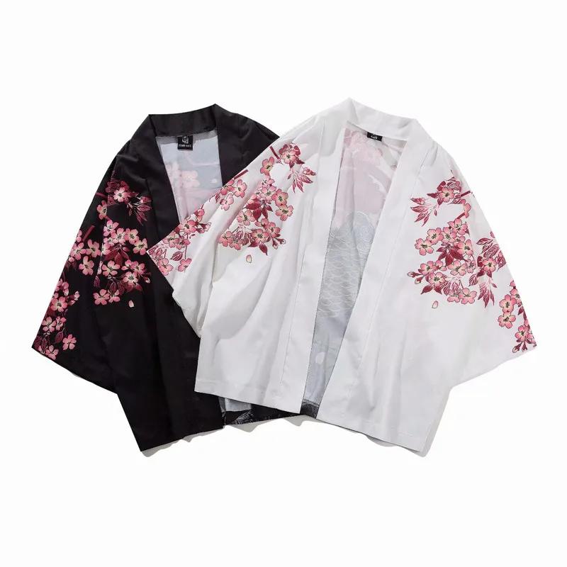 

Кимоно женское в японском стиле, тонкий кардиган с принтом кои и рыбы, уличная одежда в японском стиле, свободный традиционный халат, на лето