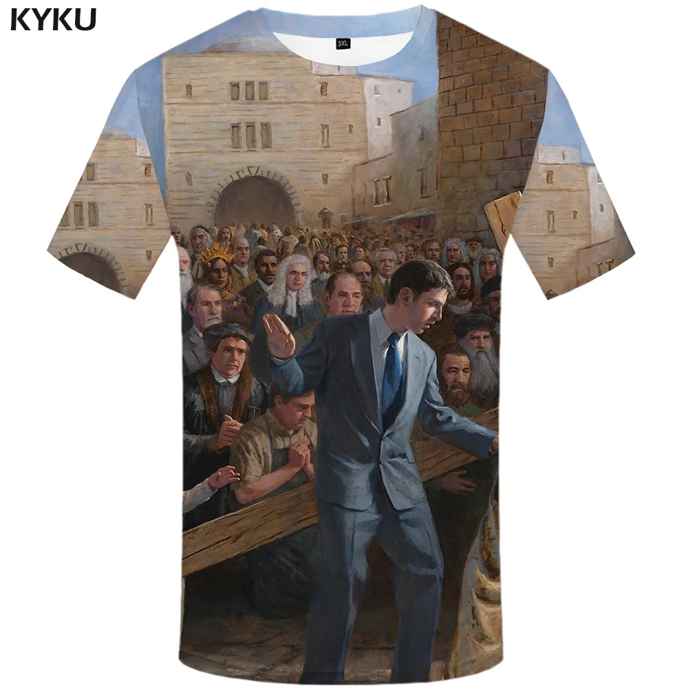 Бренд KYKU Jesus Мужская футболка христианская печатные футболки стрит стайл