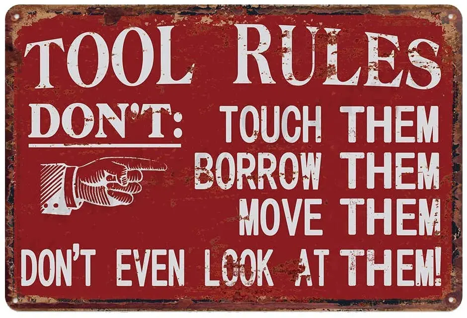 

Red Tool Rule Thick Tinplate Tool Rules Novelty Parking Retro Metal Tin Sign Plaque Poster Wall Decor Art Shabby Chic Gift