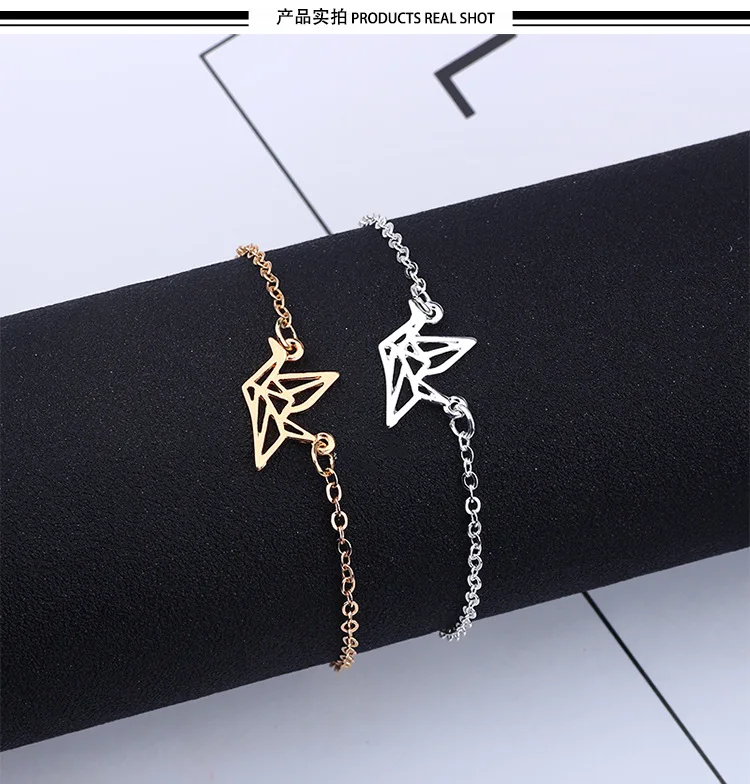 2021 Creative Origami paper crane charm bracelets elegant animal jewelry Nice gift Women fashion Bracelets | Украшения и