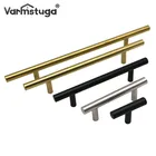 Ручки для кухонного шкафа, из нержавеющей стали, черные, золотые