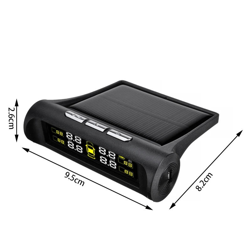 

1set Solar Power TPMS Car Tire Pressure Alarm Monitor System Auto Security Tyre Pressure Temperature Warning Tool