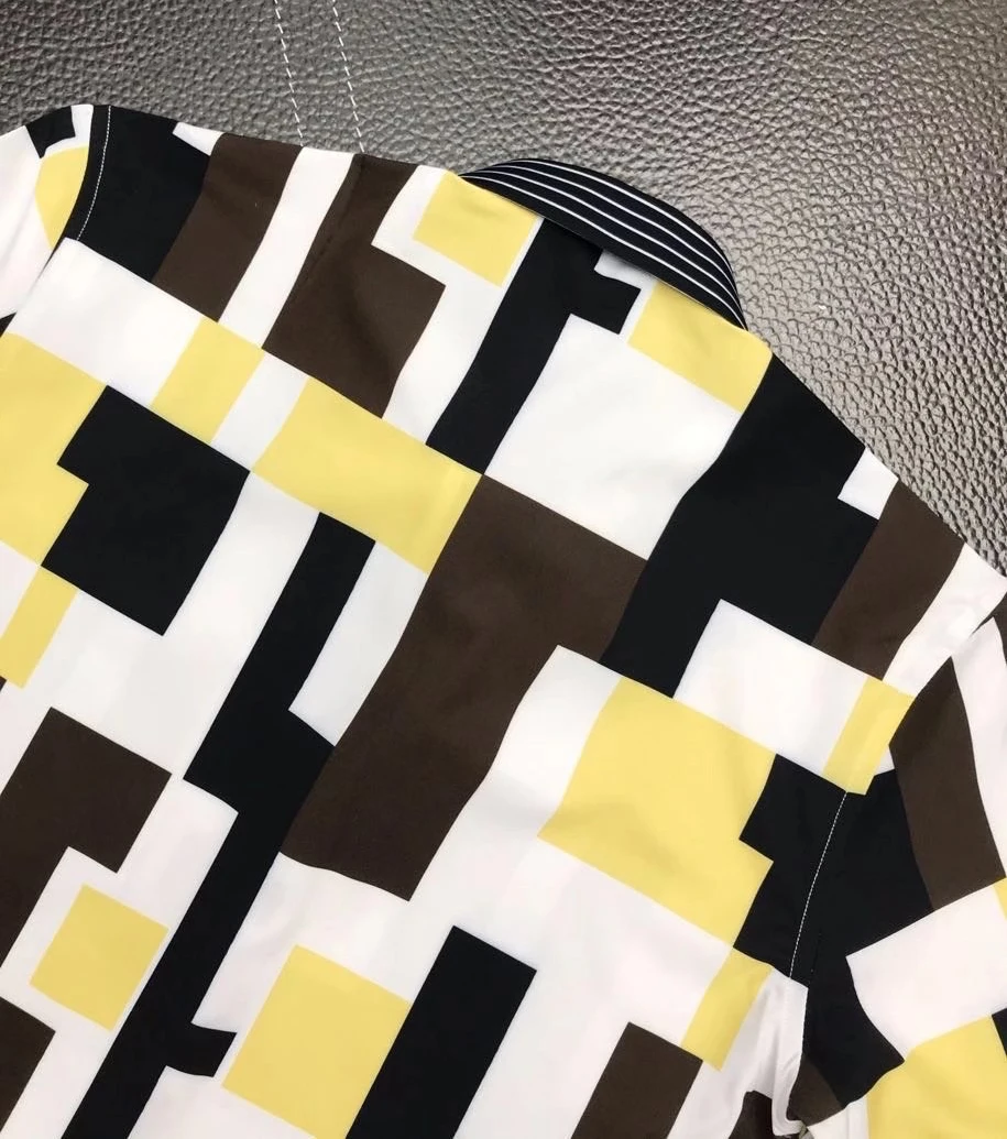 

Men's 100% Cotton Slim Fit Business Irregular Geometric Contrast Stitching Long-sleeved Shirt| 219109623