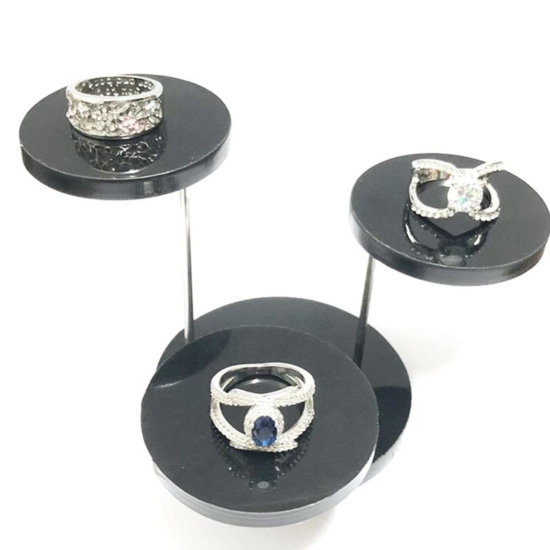 

Acrylic Ring Jewelry Display Stand Three Layer Round Jewelry Rotating Ring Display Stand 5Pcs
