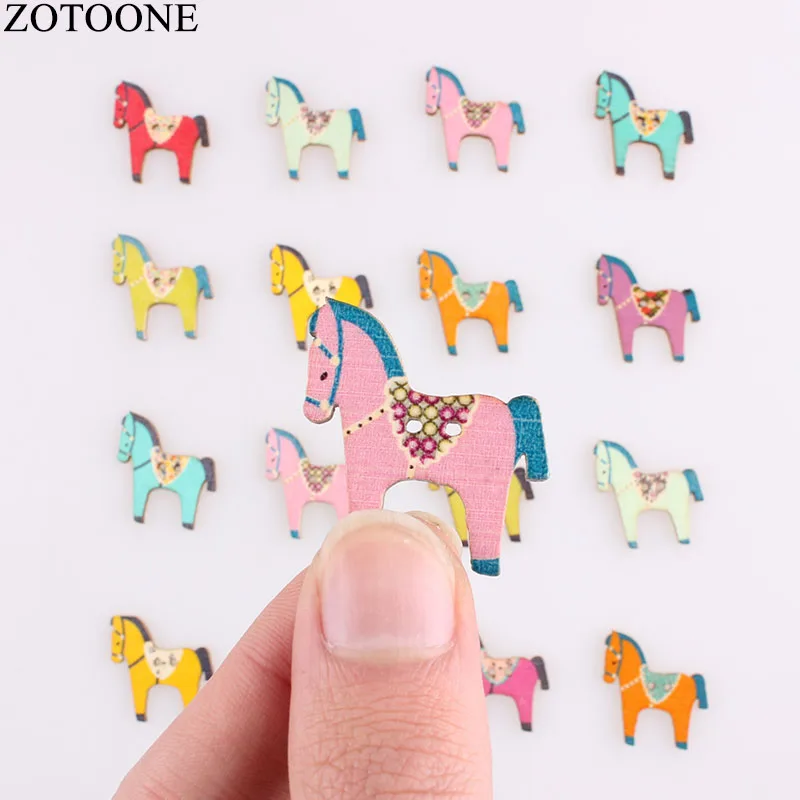 ZOTOONE Деревянные красочные пуговицы в виде лошадей ручной работы рождественские