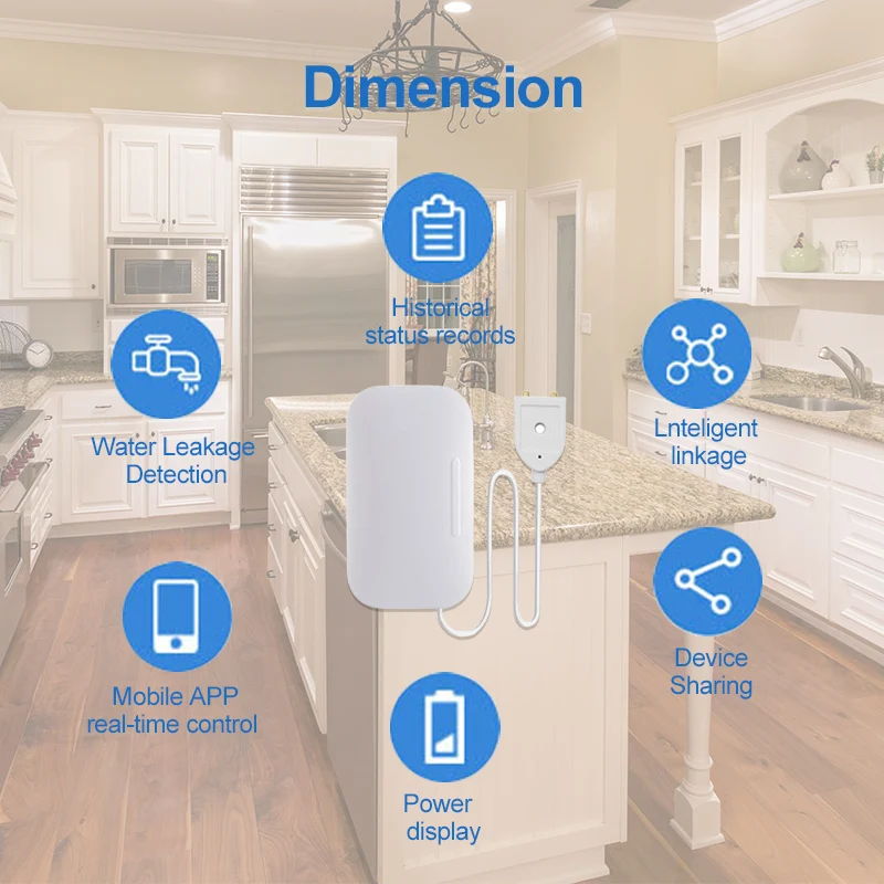 

Tuya Smart Zigbee Home Alarm Water Leakage Alarm Tuya / Smart Life APP Water Leak Sensor Detector Work With Alexa Google Home