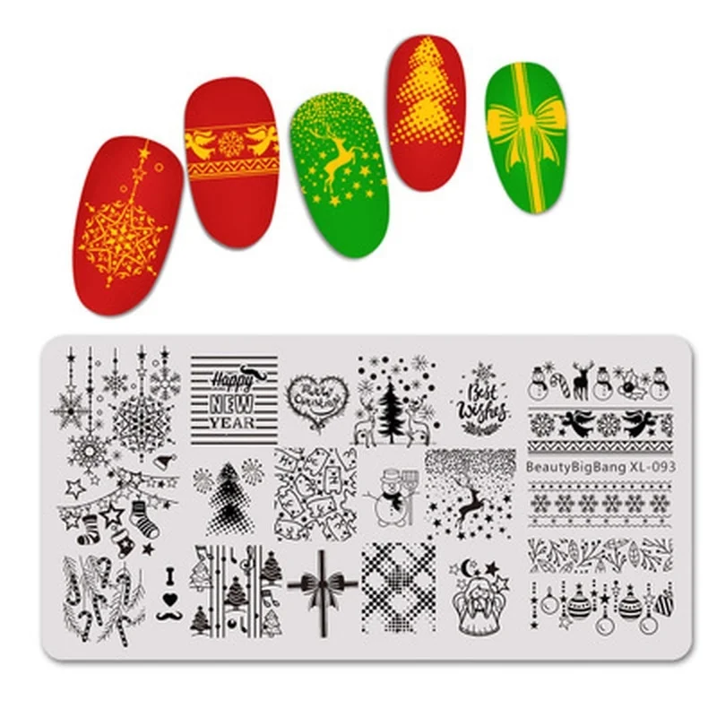 1 шт. пластины для штамповки ногтей из нержавеющей стали Рождественская елка