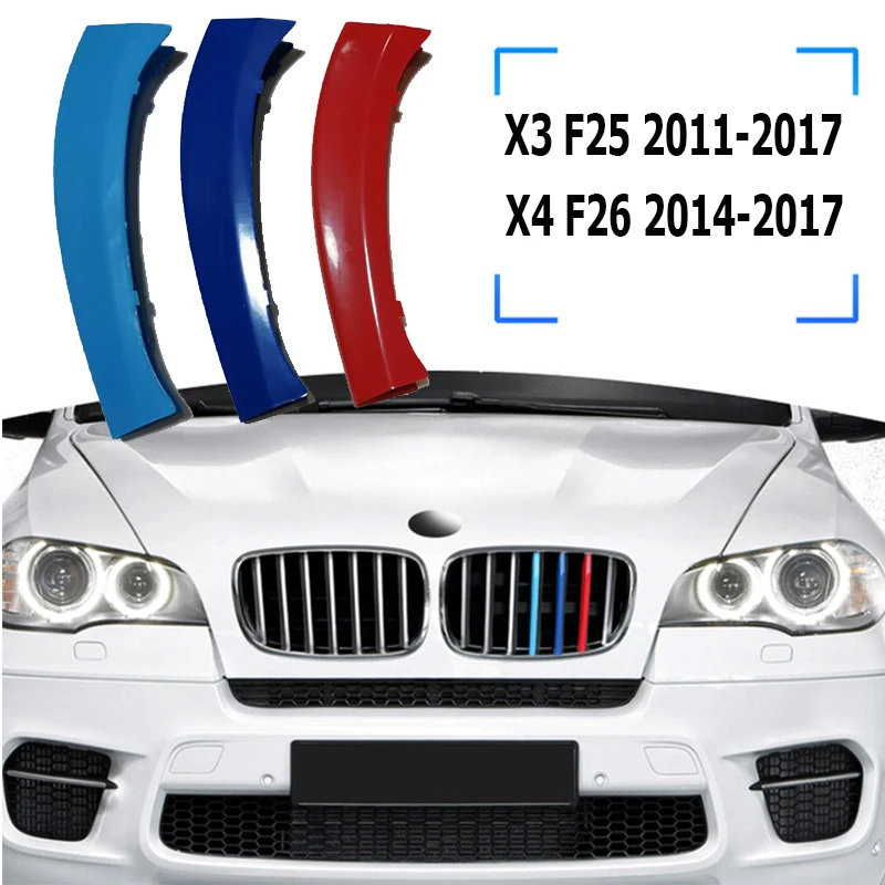 ZEMAR 3 шт. ABS Автомобильная решетка радиатора для BMW X3 2022 E83 F25 G01 M Power Performance Accessories 2003-2019 2020 2021