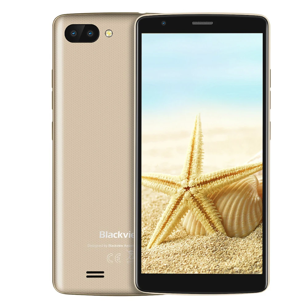 gold Blackview A20 смартфон 5," 1 Гб+ 8 Гб MTK6580M четырехъядерный Android GO 18:9 экран 3G Две sim-карты модный тонкий мобильный телефон - Цвет: gold