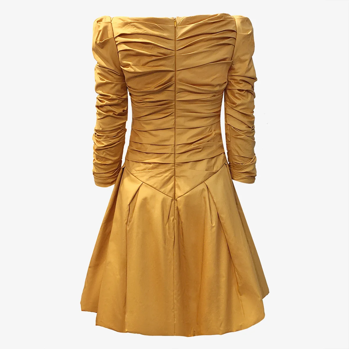 

2020 new spring and summer full sleeves pleated slash collar pleated ball gown high waist dress female vestido K329