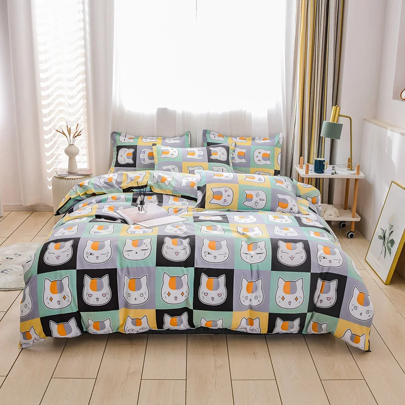 

Duvet Cover 200x230 Pillowcase 3Pcs,Cartoon cat pattern Bedding Set,135x200 Child Quilt Cover,220x240 Queen King Blanket Cover