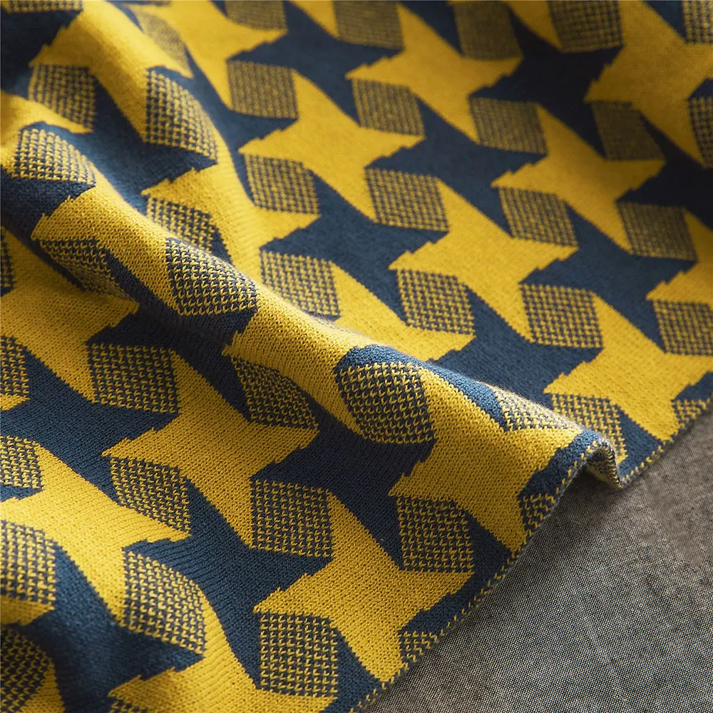 للبيع بابا و ميما الأصفر الماس البلايد هندسية محبوك الصيف مبطن الموضوع بطانية يلقي القطن قيلولة مكيف الهواء المفرش