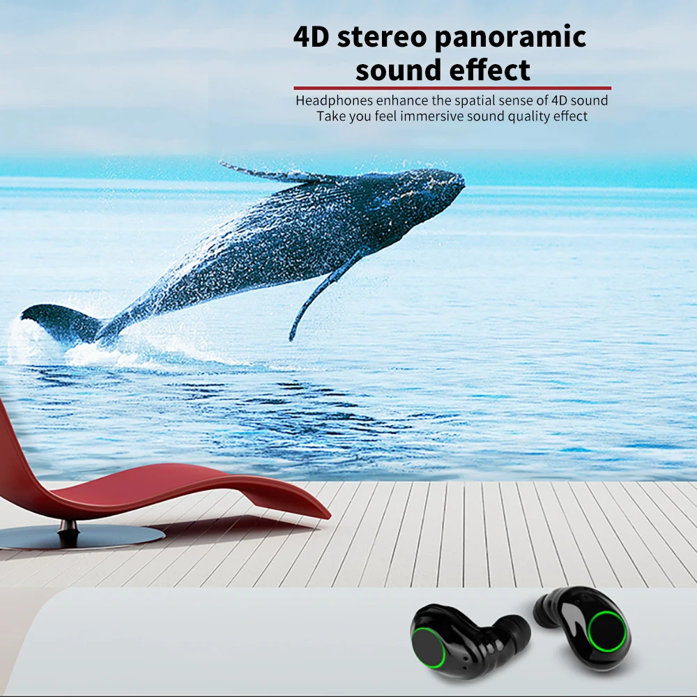 

TWS Touch Bluetooth Headset 5.0 Sports Waterproof Touch Control Wireless Stereo Surround Earphones For Sports Exercise Running