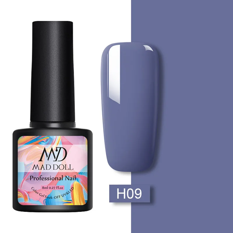 H09 MAD DOLL, 8 мл, Гель-лак для ногтей, красный, синий, фиолетовый, смешанные цвета, отмачивается от УФ-лака, долговечный гель для дизайна ногтей - Цвет: H09